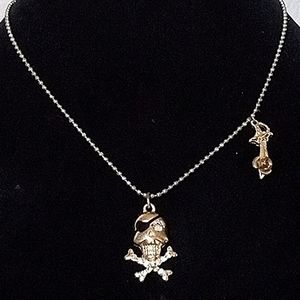 Vintage BETSEY JOHNSON Nautical Collection Pirate Skull & Sward Necklace.